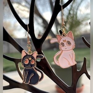 🌙 🐈‍⬛  Sailor Moon Luna & Artemis cat drop earrings anime cartoon kawaii